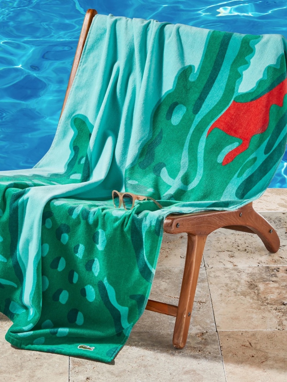 Lacoste Crocodile Print Cotton Beach Towel, 36" x 72"
